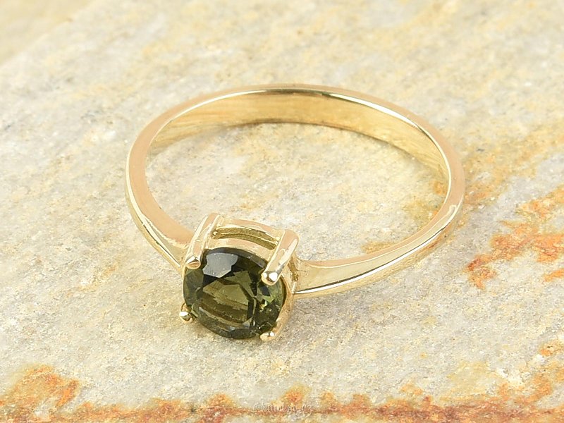 Vltavín prsten zlato 14K Au 585/1000 vel.65 2,77g