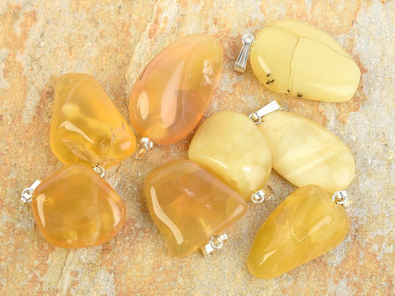 Yellow opal pendant silver handle