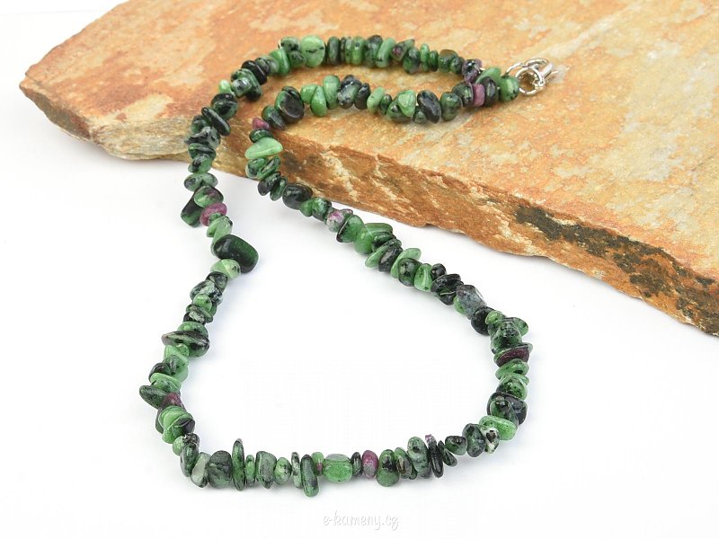 Ruby necklace in zoisite