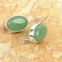 Earrings aventurine green in silver Ag 925/1000 27mm