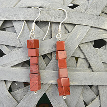 Red jasper dice earrings (0.56cm) silver hooks