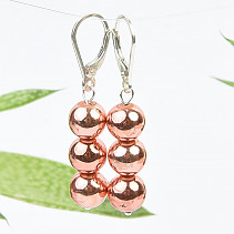 Earrings pink hematite beads (0.8cm) silver clasp