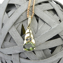 Gold moldavite pendant with grenades Au 585/1000 1.65g