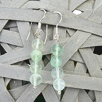Earrings fluorite green beads (0.6cm) silver hooks
