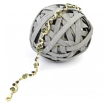 Luxury bracelet with moldavites and garnets gold Au 585/1000 leinght 19cm 12,03g