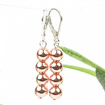 Pink hematite ball earrings (0.6 cm) silver clasp