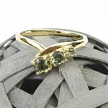 Jemný dámský prsten s vltavíny Au 585/1000 3.20g vel.56