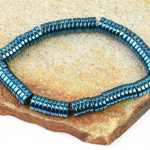 Hematite bracelet with blue lenses