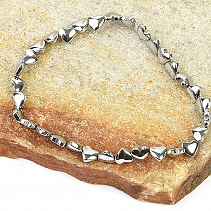 Hematite silver hearts bracelet