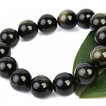 Obsidian silver bead bracelet (1.4cm)