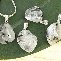 Pendant tourmaline pebble in crystal (bizu handle)
