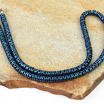 Hematite necklace blue lens (50cm)