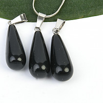 Obsidian teardrop pendant (bizu handle)