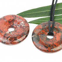 Donut leather pendant - breccia jasper