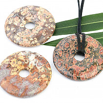 Donut na kůži - jaspis leopard (cca 4cm)