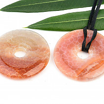 Ohnivý achát donut na kůži (cca 3,5cm)