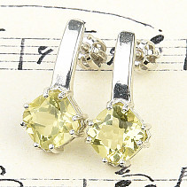Silver earrings with cut brazilite Ag 925/1000 + Rh
