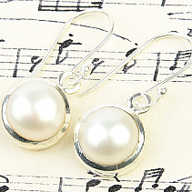 Silver dangling earrings with a river pearl Ag 925/1000