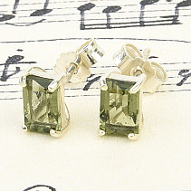Fine earrings with vltavinia rectangle Ag 925/1000 stud
