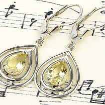 Women's decorated earrings with lemon quartz stone Ag 925/1000 + Rh