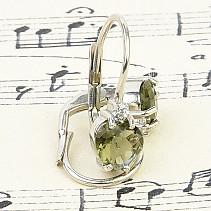 Women's vltavain earrings with zircons heart shape 6 x 6mm Ag 925/1000