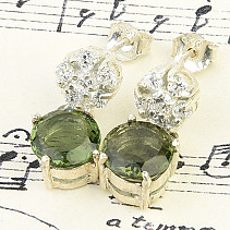 Women's earrings round vltavine and zircons Ag 925/1000 stud