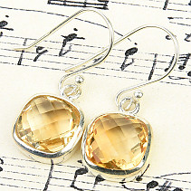 Women's earrings with modern cut citrines Ag 925/1000