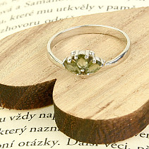 Vltavínový stříbrný prsten Ag 925/1000