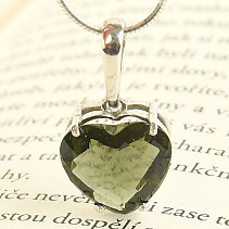 Vltavín heart-shaped silver pendant Ag 925/1000