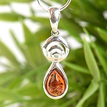 Amber pendant with spiral Ag 925/1000