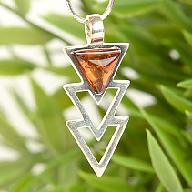 Pendant with amber in caramel color Ag 925/1000