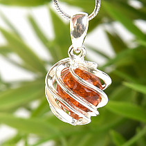 Women's pendant with amber Ag 925/1000