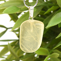 Yellow fluorite smooth pendant with silver handle Ag 925/1000