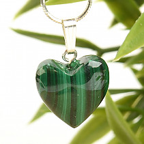 Heart pendant made of malachite handle Ag 925/1000 (2cm)