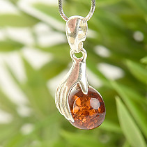 Amber in the shape of a ball pendant Ag 925/1000
