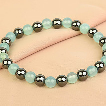 Hematite and Blue Jade Smooth Bracelet