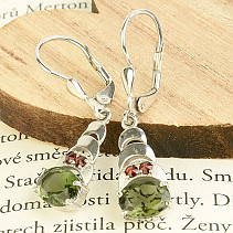 Vltavain silver earrings with garnets Ag 925/1000 + Rh