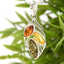 Pendant with amber in several shades Ag 925/1000