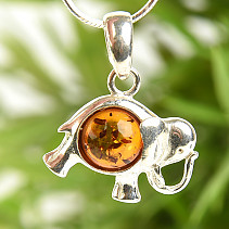 Amber silver pendant in the shape of an elephant Ag 925/1000