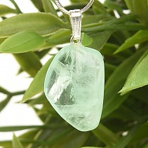 Green fluorite smooth pendant with silver handle Ag 925/1000