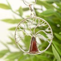 Pendant tree of life with dark amber Ag 925/1000