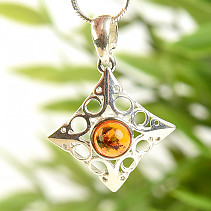 Silver pendant with amber Ag 925/1000