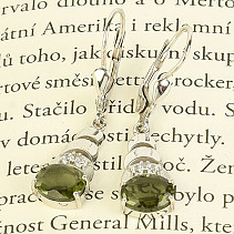 Cut vltavine with zircons earrings Ag 925/1000 + Rh