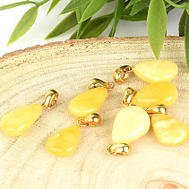 Amber pendant in the shape of a drop Ag 925/1000 gold-plated handle