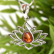 Amber in the shape of a drop in silver pendant Ag 925/1000