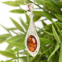 Silver elegant pendant with amber Ag 925/1000