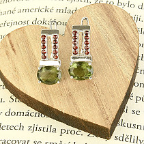 Vltavaine earrings with garnets Ag 925/1000 + Rh