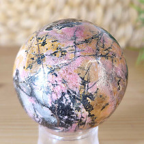 Rhodonite stone in the shape of a ball with a diameter of 5.3 cm
