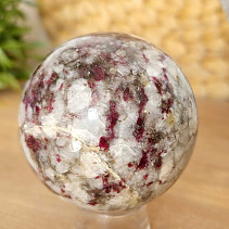 Tourmaline rubellite stone in quartz in the shape of a sphere 408 grams