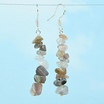 Earrings made of stone agate gray Ag